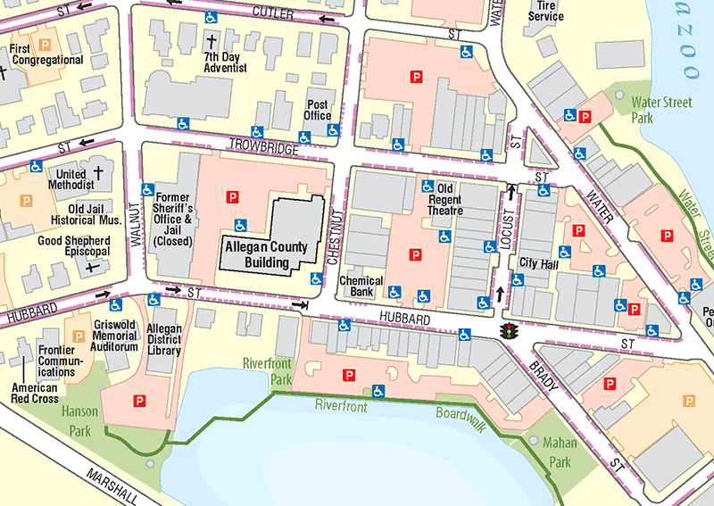 Downtown Allegan Map sample from 2015 Allegan County Road Atlas, Parcel Platbook & Recreation Guide